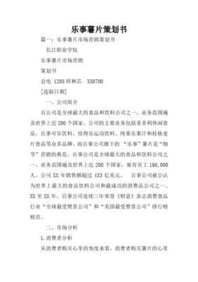 樂事產品策劃書